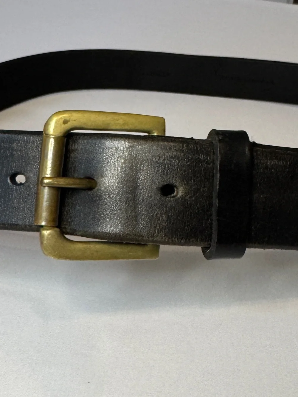 Vintage Polo Ralph Lauren Black Leather Thick Wide Brass Buckle Argentina 36